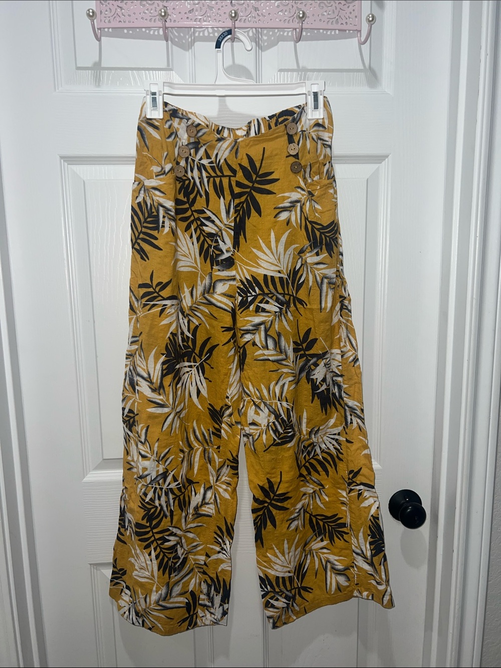 Mustard Yellow Tropical Print Bottoms